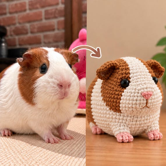 Custom Your Pet Crochet Doll From Photo, Personalized Guinea Pig Plush, Custom Small Animal Replica, Handmade Pet Keepsa