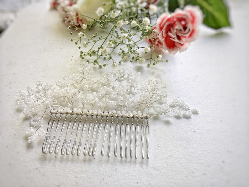 Wedding Hair Comb Veil hairpiece Gysophila Babys Breath Etsy