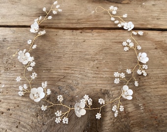 Gold Floral Wedding Hair Vine | Gypsophila Bridal Hairpiece