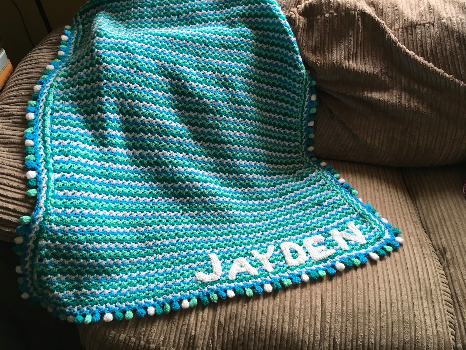 Crochet Baby Blanket Name Personalised Christening New Baby Etsy