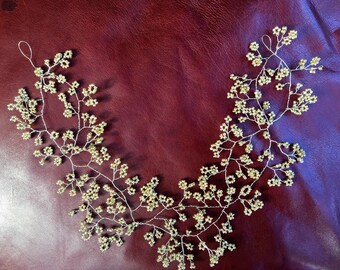 Liane de cheveux de mariée dorée | Postiche de mariage en gypsophile dorée | accessoire pour cheveux de mariage | Bandeau de mariage Babys Breath | Couronne de demoiselle d'honneur