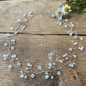 Daisy Bridal hair vine | Beautiful tiny dainty flowers | child adult|Boho Bridal hair accessories | Bridesmaid flower girl | Floral wreath