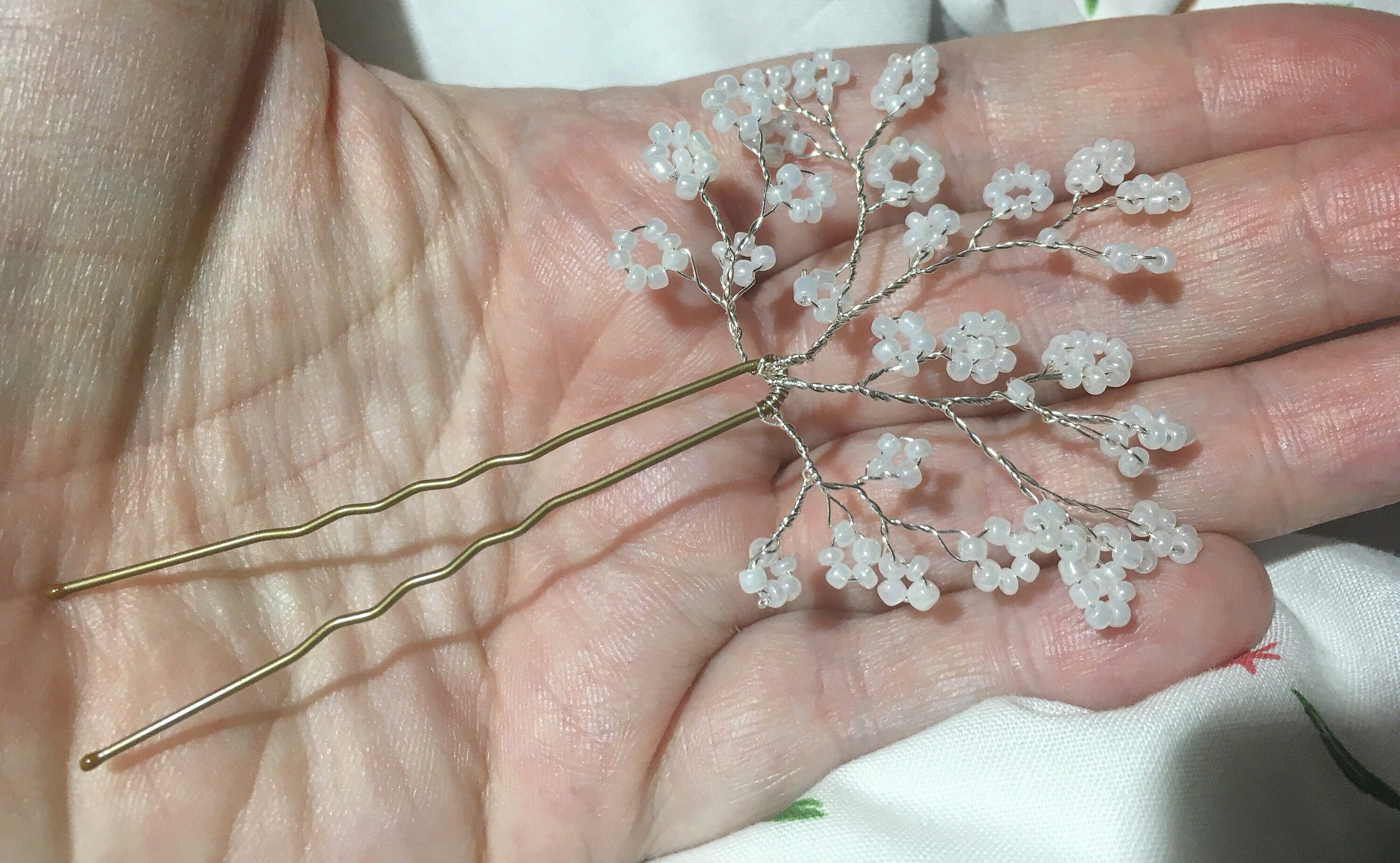 Beaded wedding hair pins bun pins hair vine babys breath Etsy