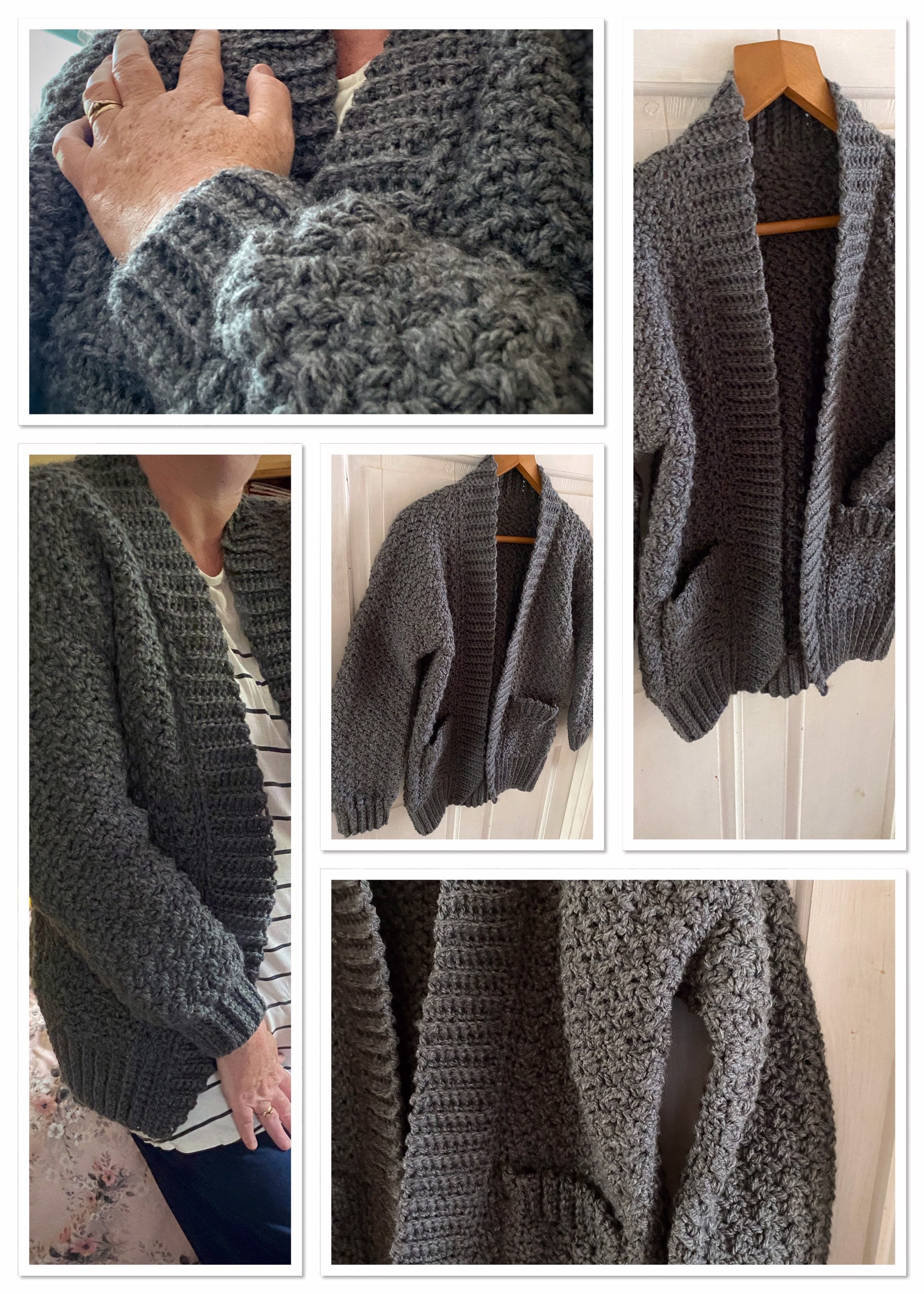 RaindropsonRosesx Crochet Oversized Cardigan, Chunky Knit Cosy Sweater Birthday Easter Gift for Her.