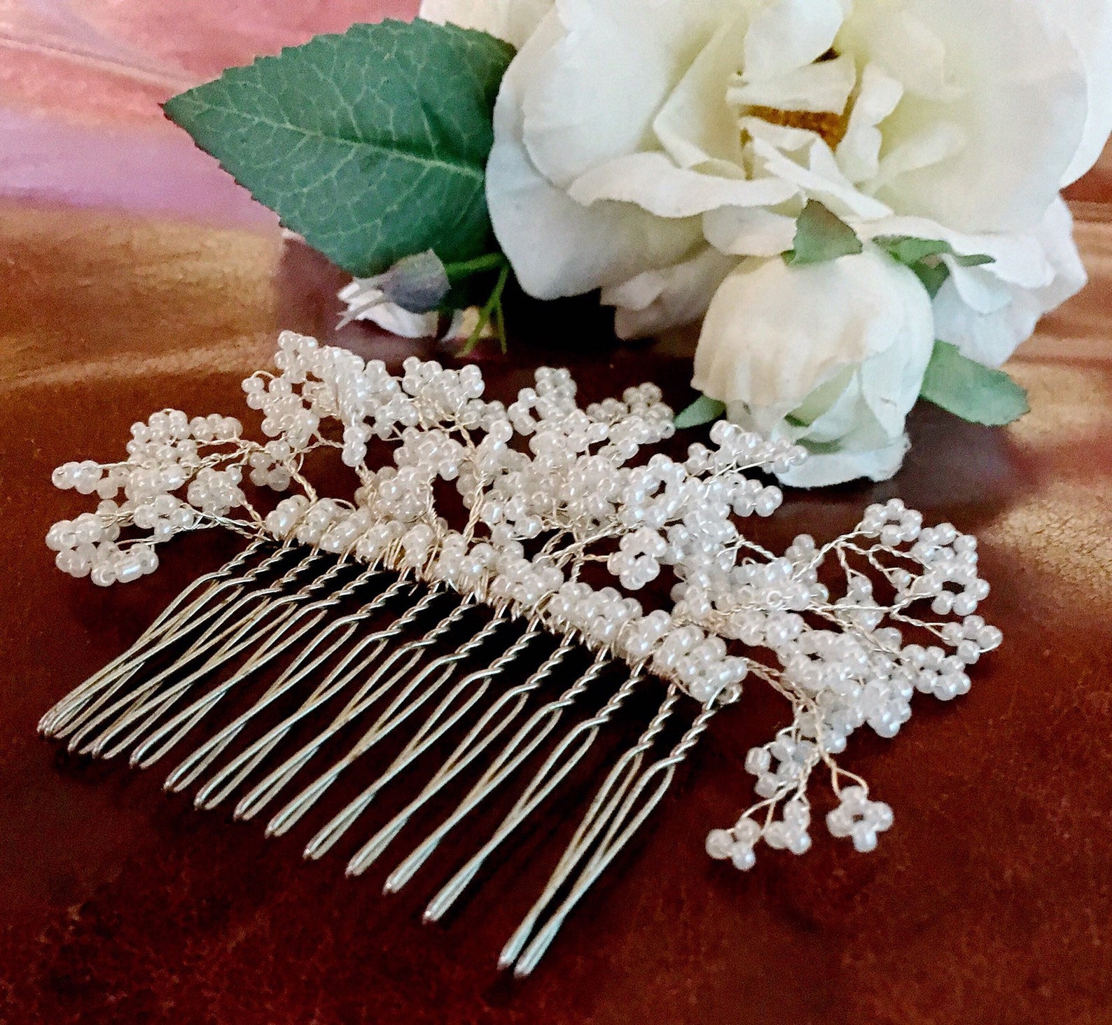 Wedding Hair Comb Veil Hairpiece Gysophila Babys Breath Etsy UK