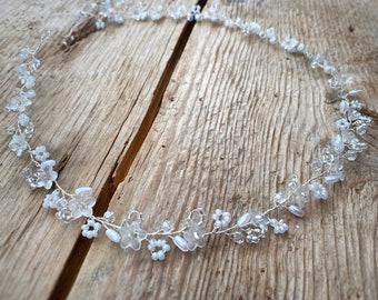 Dainty Bridal Hair Vine | Silver crystal pearl Wedding Hair vine |  minimalist subtle headpiece | Delicate elegant circlet | floral crown