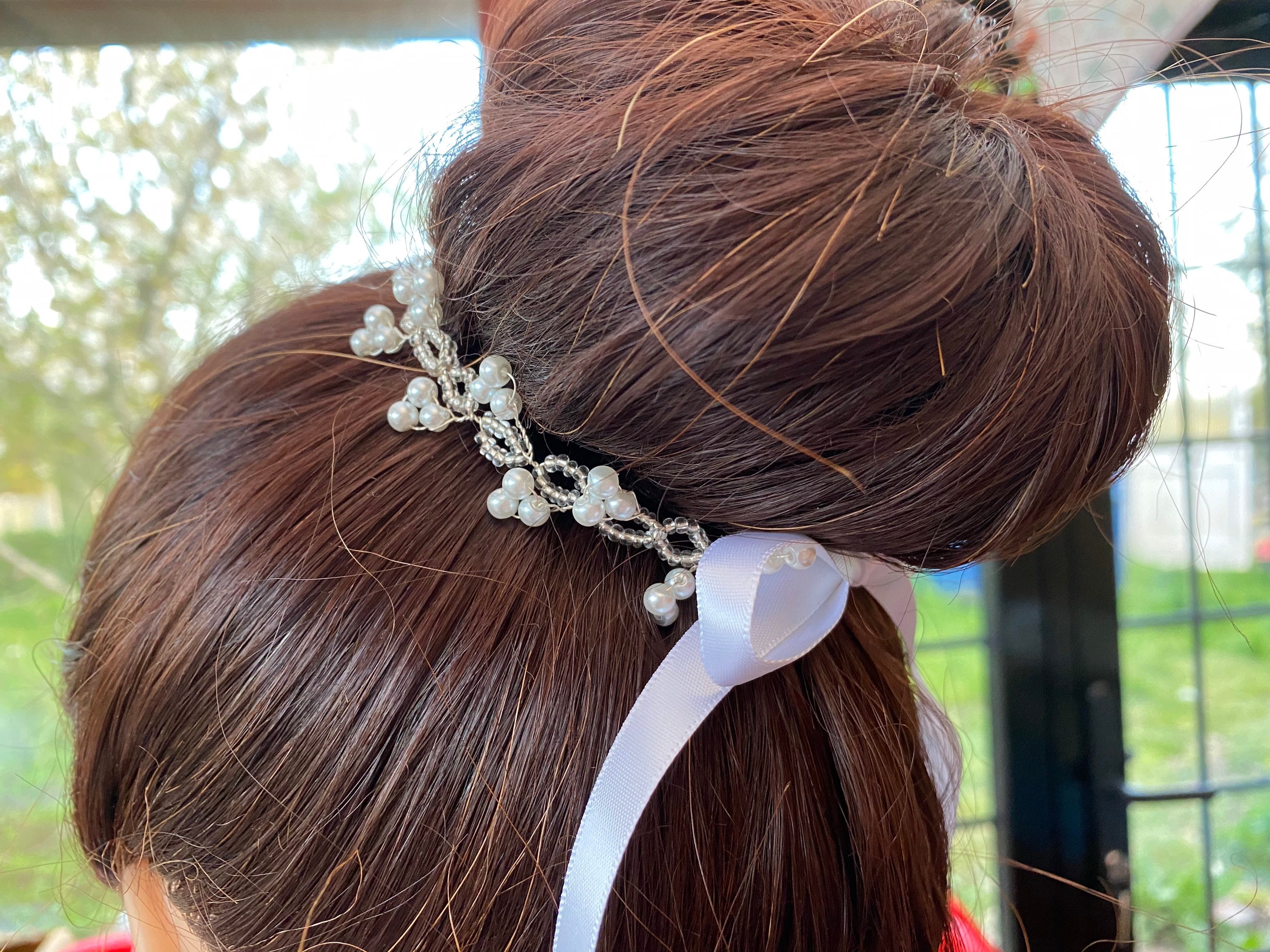 Art Deco Bridal Hair Vine | Silver Pearl Bun Wrap - Etsy