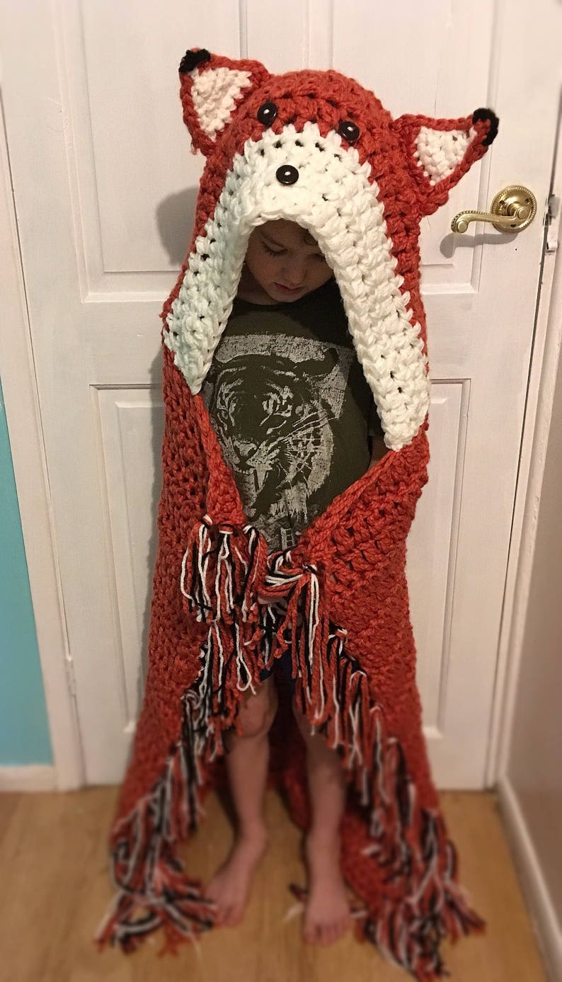 Hooded Fox Blanket Crochet Chunky Blanket Wolf Blanket Baby Etsy UK
