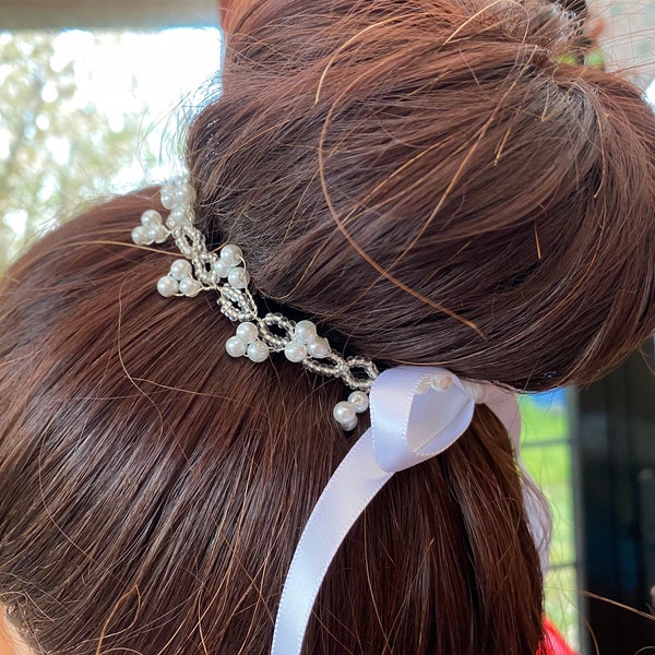 Elegant Hair Bun Wrap | Wedding Bridal Hair Vine accessory | Bridal Hair Wrap | Ballet hair| Flower girl | Boho | Prom | wedding guest Hair