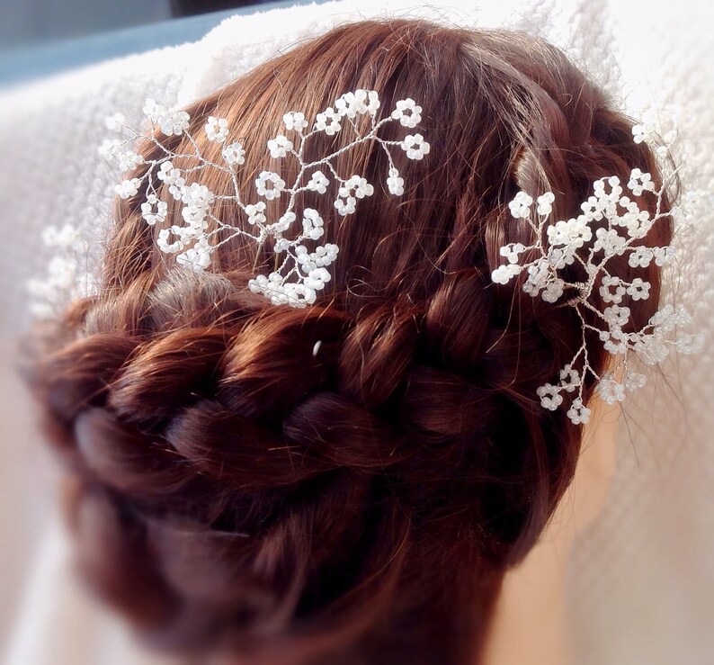 Beaded wedding hair pins bun pins hair vine babys breath Etsy