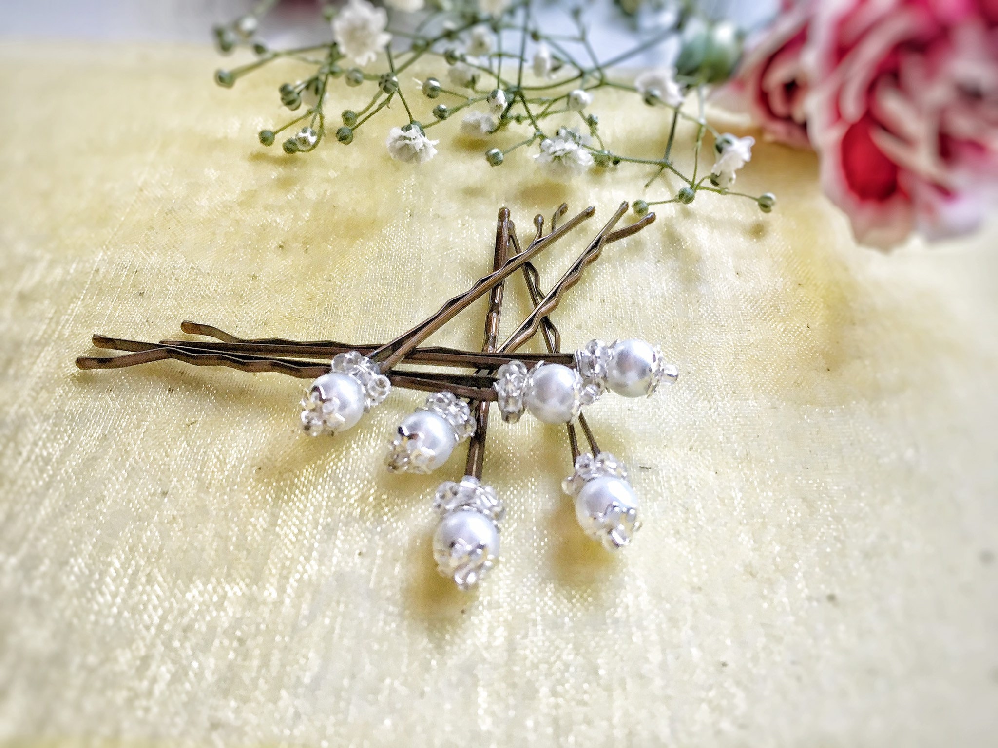 6 Braut-Haarnadeln Mit Kristall & Perlen – Silberner Hochzeitsschmuck Für Braut, Brautjungfern, Blumenmädchen