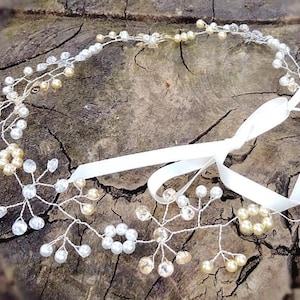 Pearl Vine Wedding Hair Vine, Floral Pearl Bridal Hair Accessory , Headband Halo, Rhinestone Headpiece, Delicate Floral Hair accessories