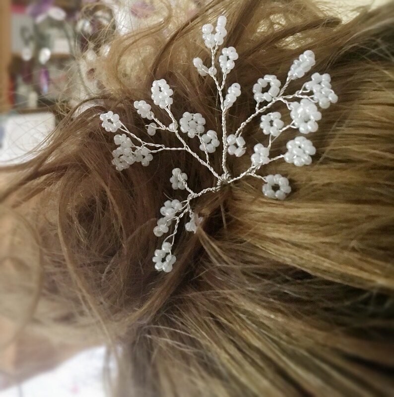 Beaded wedding hair pins bun pins hair vine babys breath Etsy