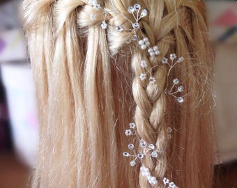 Bridal Hair Vine | Silver Diamanté Gypsophila Wedding Hair vine | Bridal hair accessory | Babys Breath Wedding Hair band | Bridal Hair piece