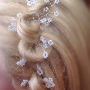 Bridal Hair Vine Silver Gypsophila Wedding Hairpiece Brides accessory Babys Breath rustic boho crown Bridesmaid Headpiece image 2