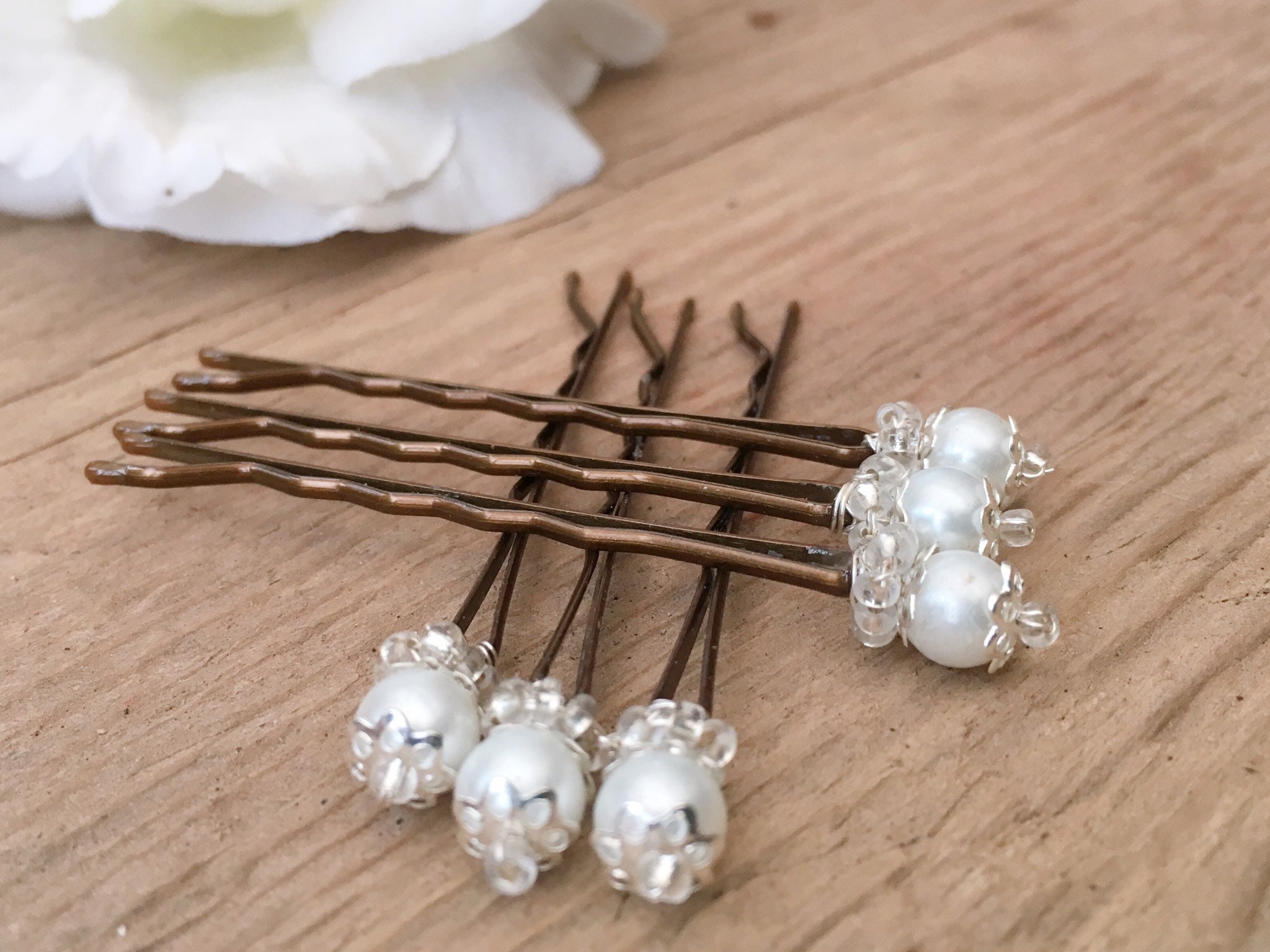 6 Braut-Haarnadeln Mit Kristall & Perlen – Silberner Hochzeitsschmuck Für Braut, Brautjungfern, Blumenmädchen