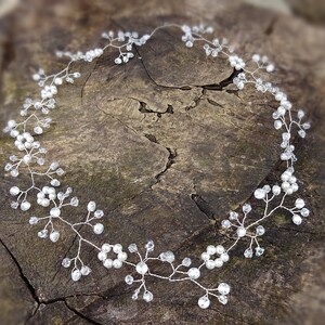 Pearl Vine Wedding Hair Vine, Floral Pearl Bridal Hair Vine, Headband Halo, Crystal Pearl Headpiece, Delicate Floral Hairband