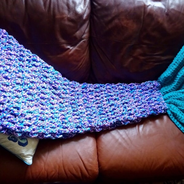 Crochet Mermaid Tail Blanket Chunky Cosy Snuggle Sack in Baby, Child Adult Birthday Christmas valentines gift for her, women, girls in UK