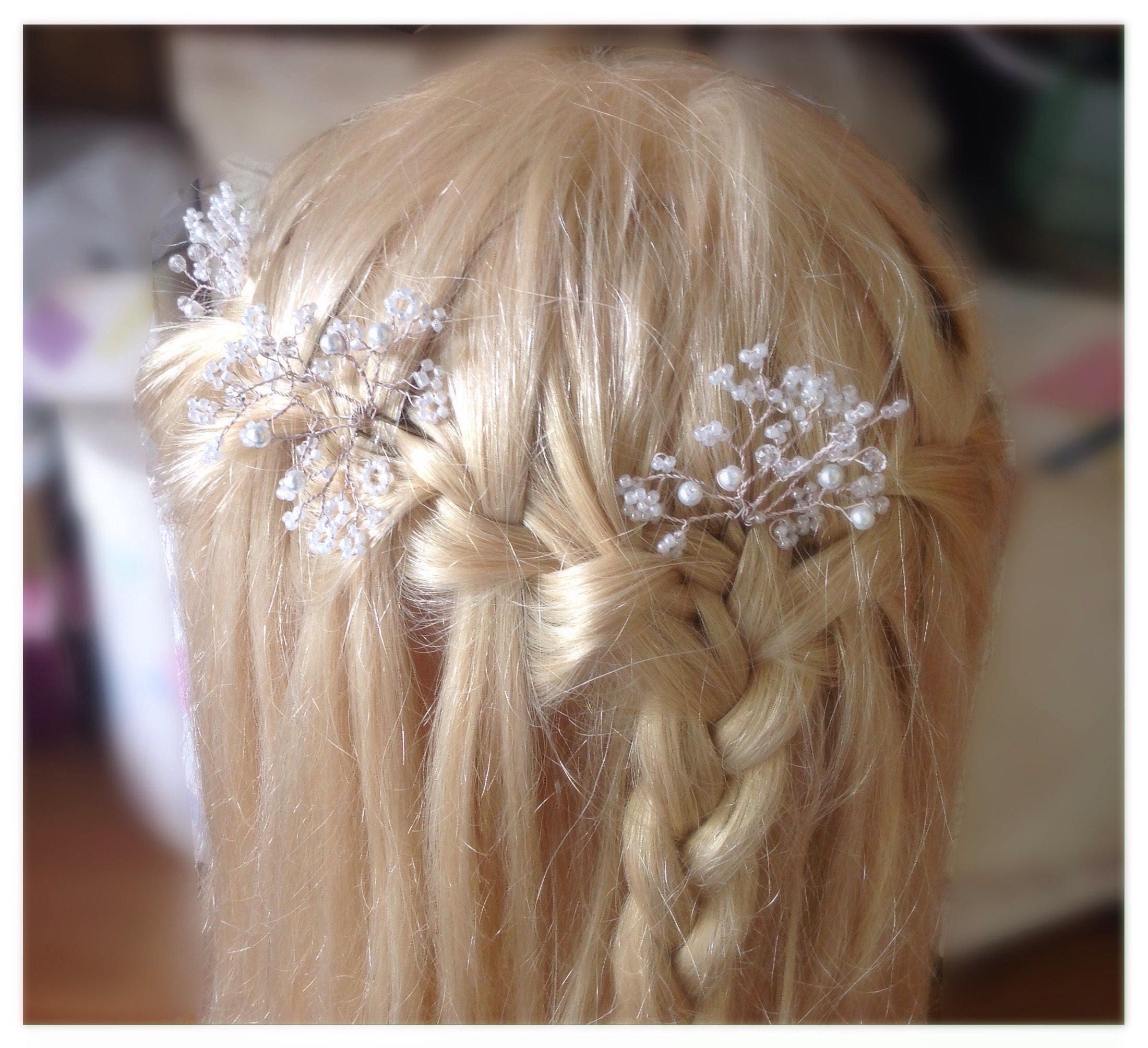 Wedding Hair Pins Bun Clips Babys Breath Gypsophila Bride Etsy