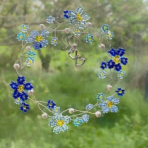 Forget me not wall hanging sun catcher, keepsake, in sympathy bereavement remembrance, pet loss , thinking of you, Condolence gift