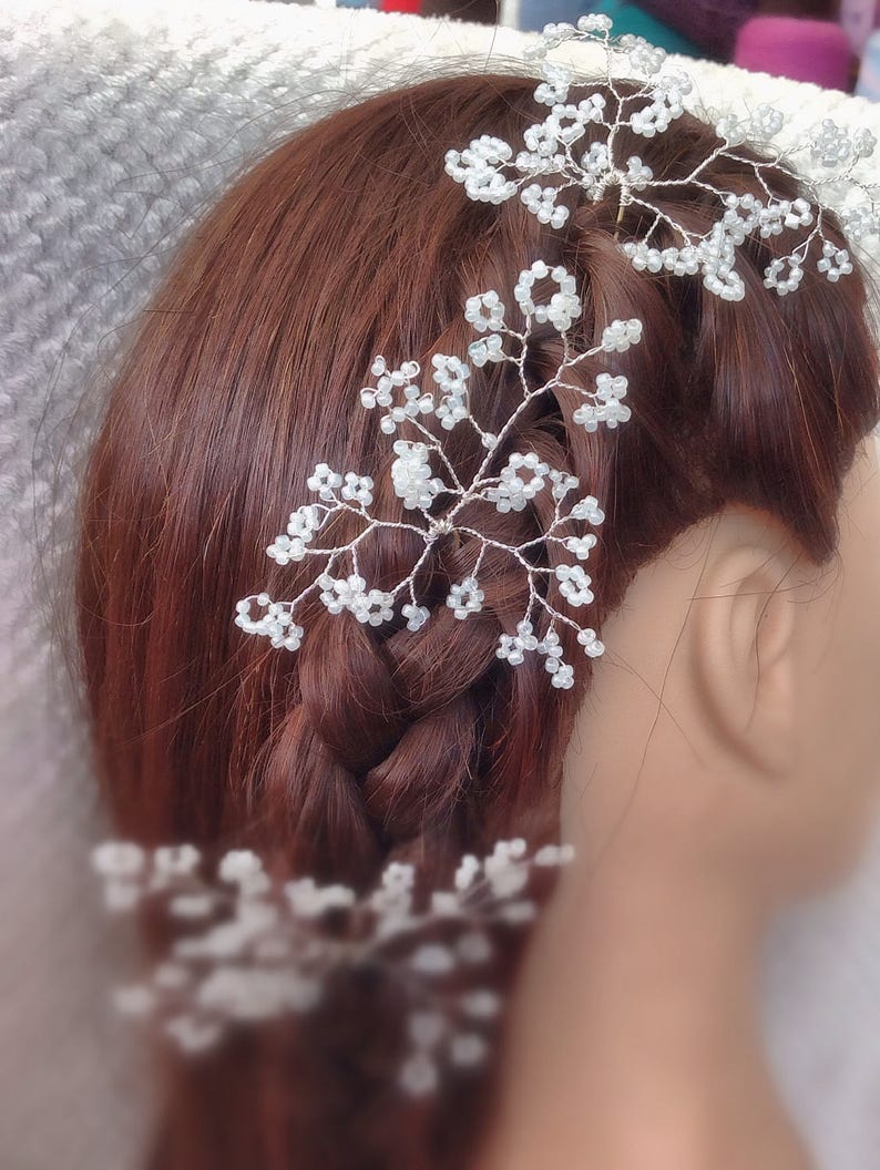 Beaded wedding hair pins bun pins hair vine babys breath Etsy
