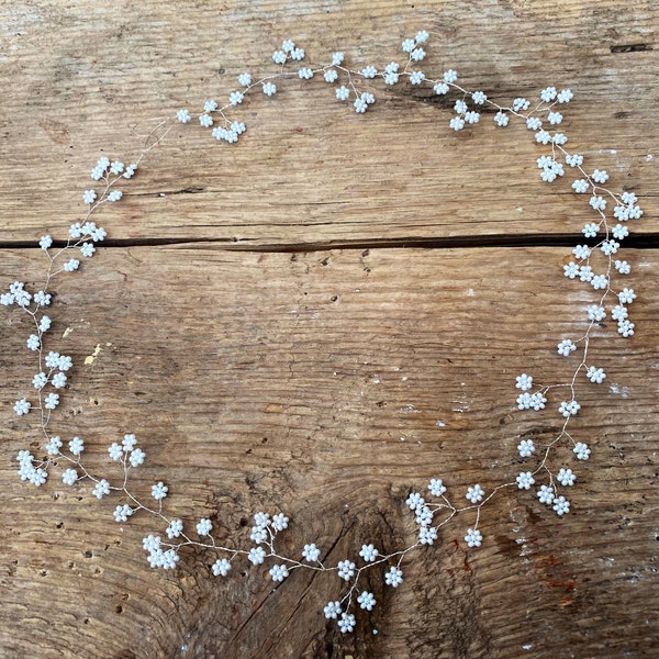 Dainty Bridal Hair Vine | Silver Gypsophila Wedding Hair vine |  minimalist subtle light weight | Babys Breath Hair circlet | Bridesmaids