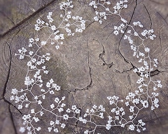 Silver Baby’s Breath Wedding Hair Vine, Pearl Bridal Headpiece