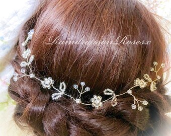 Sparkly Bridal Hair Vine| Diamanté Rhinestone Hair Vine| Wedding Hair piece| leafy Bridal Hair Accessory, Crown