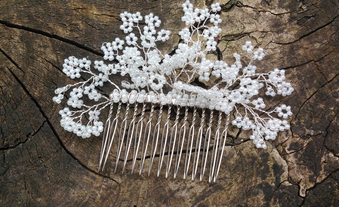 Wedding Hair Comb Veil Hairpiece Gysophila Babys Breath Flower Spray