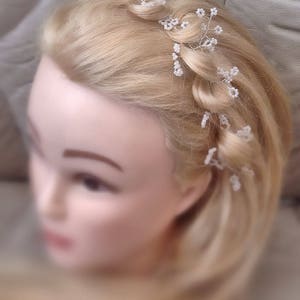 Bridal Hair Vine Silver Gypsophila Wedding Hairpiece Brides accessory Babys Breath rustic boho crown Bridesmaid Headpiece image 3