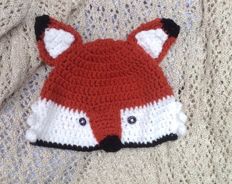 Gorro de zorro, accesorio fotográfico de crochet, regalo, gorro de zorro, bebé recién nacido, niño pequeño, 3-5 años.