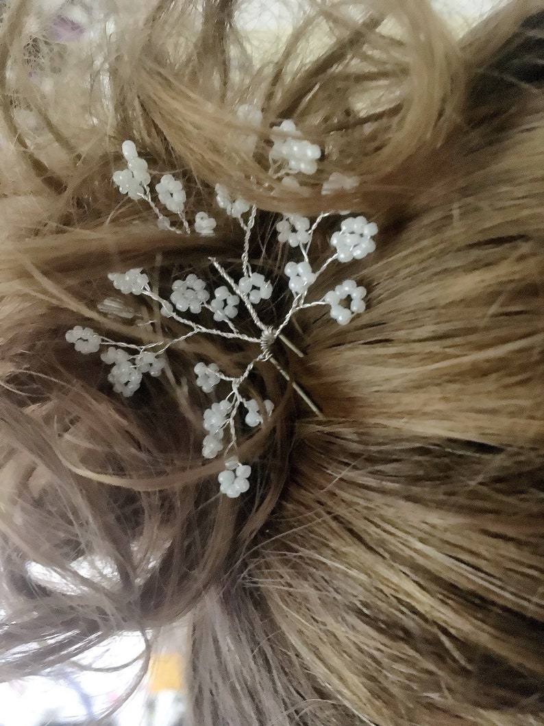 Beaded wedding hair pins bun pins hair vine babys breath Etsy