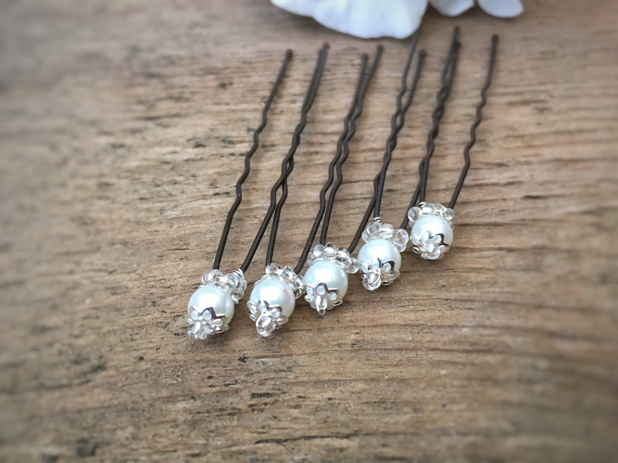 6 Braut-Haarnadeln Mit Kristall & Perlen – Silberner Hochzeitsschmuck Für Braut, Brautjungfern, Blumenmädchen