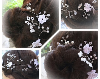 Eleganter Haarknoten Wrap |Hochzeitshaarranke | Häkelblumen | Braut Haar Wrap | Hochzeit Braut Haarschmuck | Blumenmädchen | Boho| Abschlussball