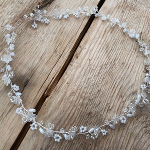 Dainty Bridal Hair Vine Silver crystal pearl Wedding Hair vine minimalist subtle headpiece Delicate elegant circlet floral crown image 8