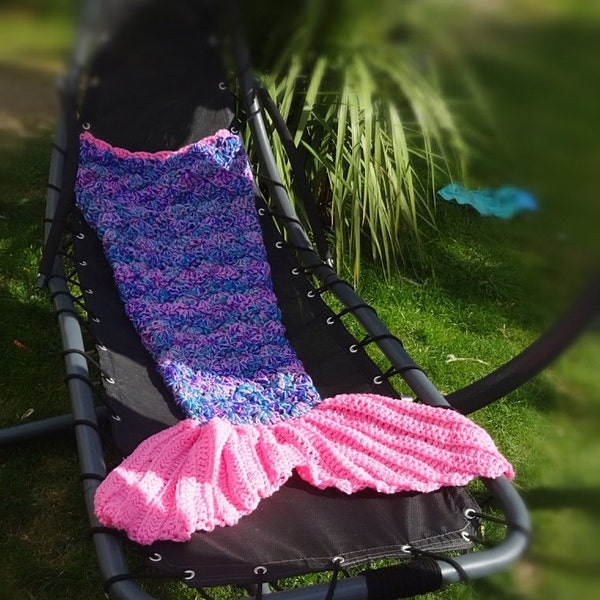 Crochet Mermaid Tail Blanket Chunky Cosy Comfy Snuggle Sack in Baby, Child and Adult sizes. Christmas valentines gift for her Handmade in UK