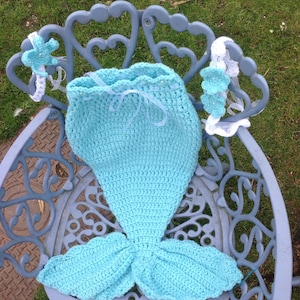 Baby Girls Crochet  mermaid set,Aqua mermaid tail, mermaid outfit, mermaid costume,Halloween crochet mermaid photo prop, 12-24 months