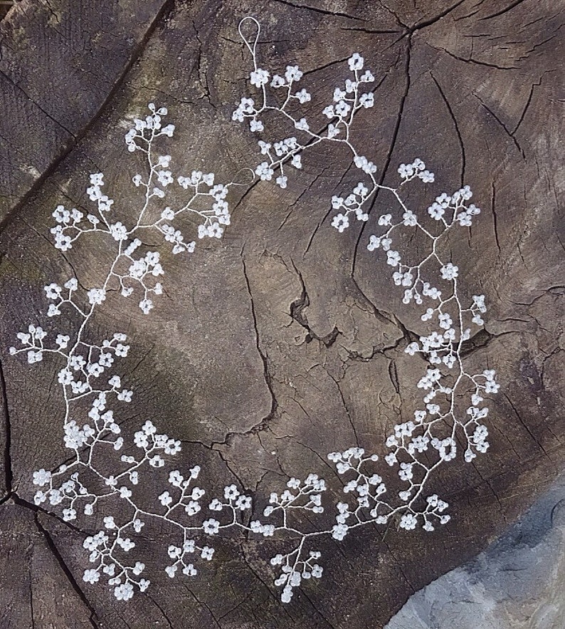 Bridal Hair Vine Silver Gypsophila Wedding Hairpiece Brides accessory Babys Breath rustic boho crown Bridesmaid Headpiece image 4