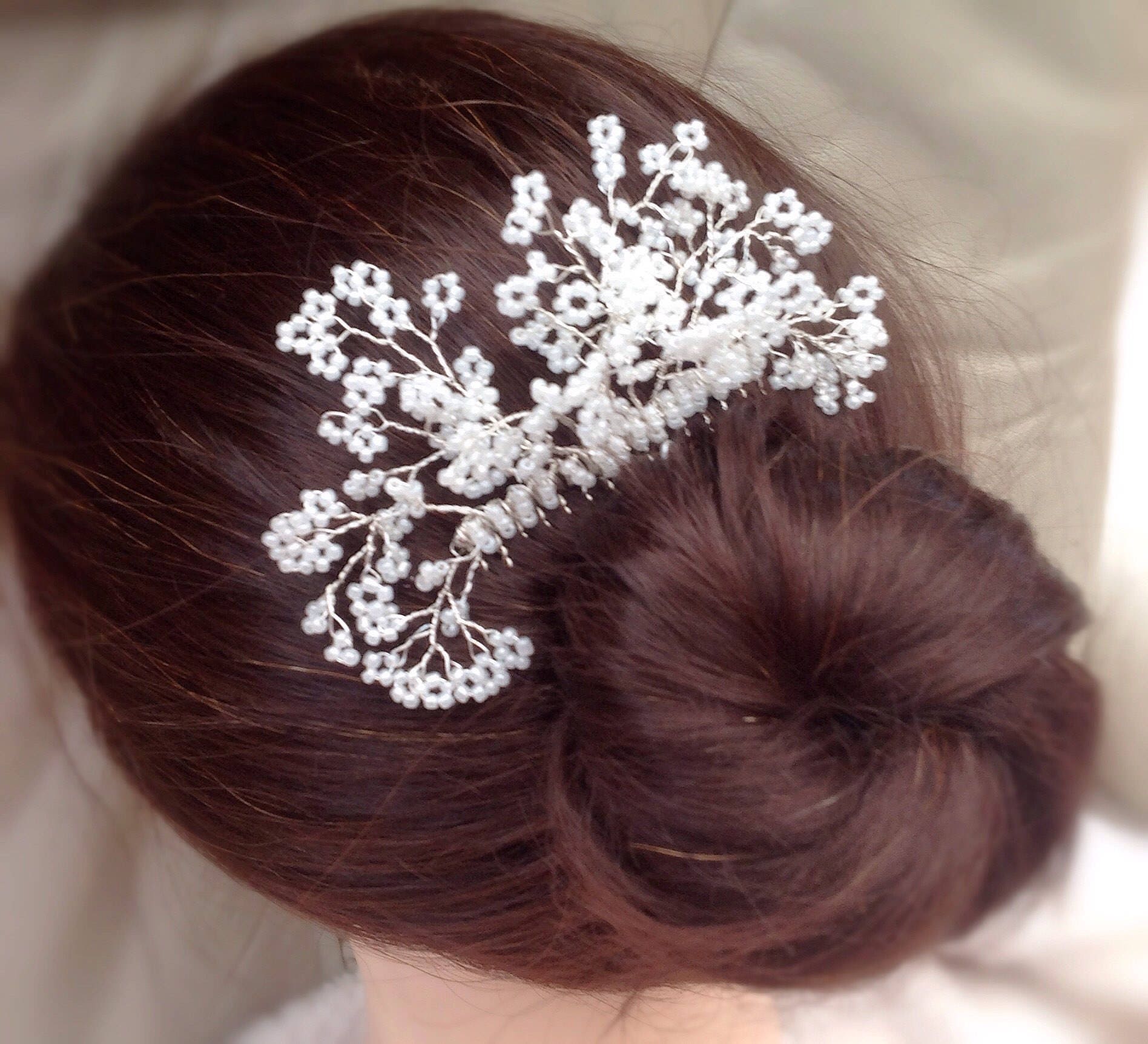 Wedding Hair Comb Veil Hairpiece Gysophila Babys Breath Etsy UK