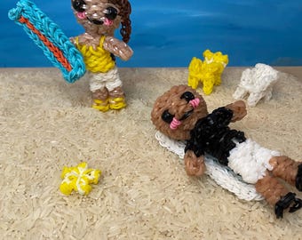 Customized Mini Rubber Band Doll | Pony Bead Eyes. Inspired by loom tutorials
