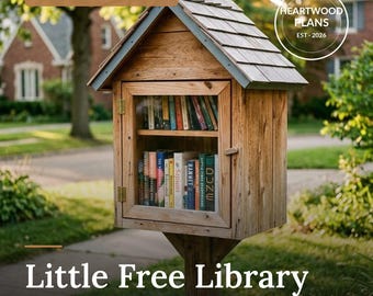 Little Free Library Plans PDF | DIY Outdoor Book Exchange Box | Wooden Lending Library with Cut List | Beginner Instant Download