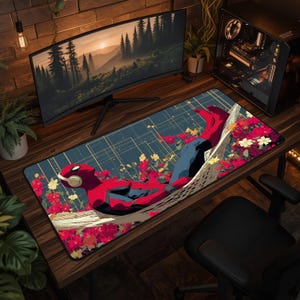 Spider Man Gaming Mouse Pad, Web Slinger Desk Mat, Marvel Superhero XL Mousepad, Comic Book Keyboard Pad, Hero Gamer Desk Decor