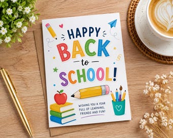 Kaart voor de eerste schooldag | Wenskaart voor de eerste schooldag (digitale download)