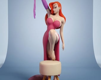 Pin-upgirlfiguur | Handgemaakt harsstandbeeld | Geschilderd roodharige diva-verzamelobject | Fanart-cadeau