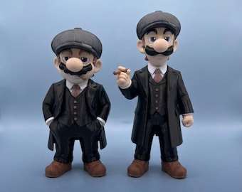 Mario Luigi Peaky Blinders-figurenset 27 cm 31 cm | 3D-geprint PLA gamer verzameldecor