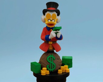 Dagobert Duck Money-Eyes-buste | PLA-verzamelbaar eendstandbeeld | Gelddecoratie
