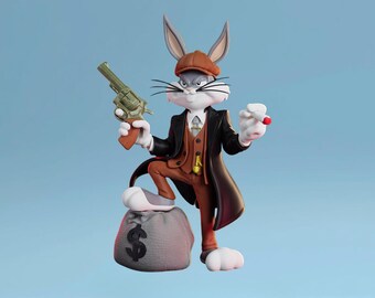 Bugs Bunny-figuur | Peaky Blinders-standbeeld gangster | Handgemaakt maffia-verzamelobject | Looney Tunes-cadeau
