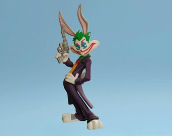 JokBunny PLA-figuur | 3D-geprint konijnenverzamelobject | Schurk plankdecor