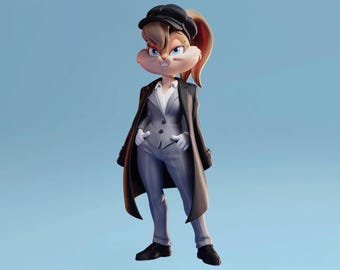 Lola Bunny Peaky Blinders-figuur | 3D PLA-verzamelstandbeeld | De medewerkster van Birmingham