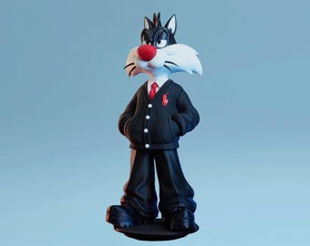 Sylvester kat figuur | Streetwear Looney Tunes-standbeeld | Handgemaakt verzamelobject urban cartoon | Cadeau